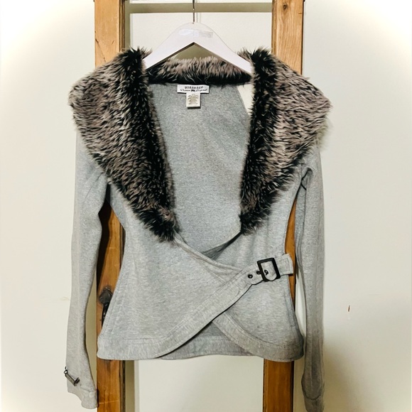 Parasuco Sweaters - Vintage Parasuco Gray Cardidan with Faux Fur Trim / Jacket - Size XS